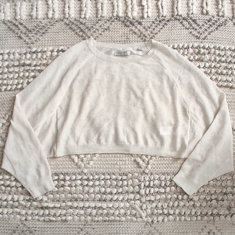 All Saints Mali Crew Neck Sweater In Light Gray Size Medium - Picture 5 of 8